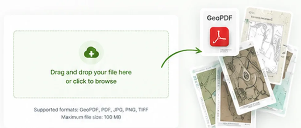 Upload Village Maps - Drag and drop GeoPDF, PDF, PNG with cadastral map previews